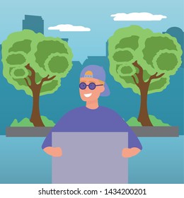 Avatar man with board design