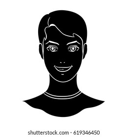 Avatar of a man with brown hair.Avatar and face single icon in black style vector symbol stock illustration.