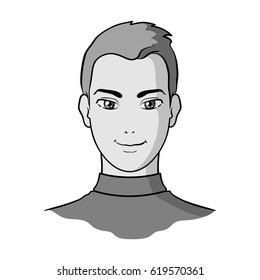 Avatar of a man with brown hair.Avatar and face single icon in monochrome style vector symbol stock illustration.