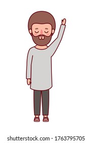 Caricatura de Avatar man con barba y diseño de pelo castaño, Chico varón, medios sociales humanos y tema del retrato Ilustración vectorial