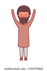 Avatar man cartoon with beard and brown hair design, Boy male person people human social media and portrait theme Vector illustration