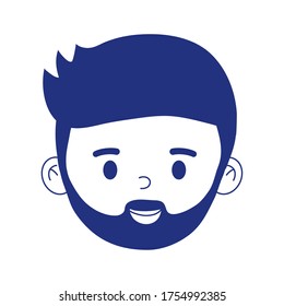 Avatar man cartoon with beard design, Boy male person people human social media and portrait theme Vector illustration