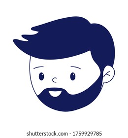Avatar man cartoon with beard design, Boy male person people human social media and portrait theme Vector illustration