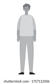 Avatar man cartoon in gray colors design, Boy male person people human social media and portrait theme Vector illustration