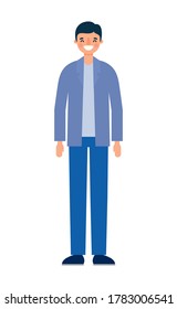 Avatar man cartoon smiling design, Boy male person people human social media and portrait theme Vector illustration