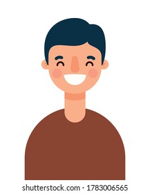Avatar man cartoon smiling design, Boy male person people human social media and portrait theme Vector illustration