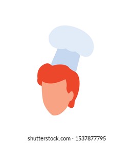 avatar man with chef hat icon over white background, vector illustration