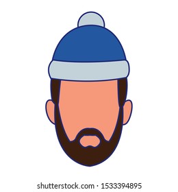 avatar man with christmas hat over white background, colorful design. vector illustration