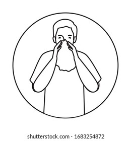 Avatar hombre con el diseño de tejidos fríos de atención médica higiene atención de salud ayuda de emergencia clínica y tema del paciente Ilustración vectorial