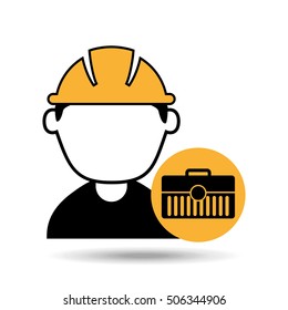 avatar man construction worker toolbox icon vector illustration