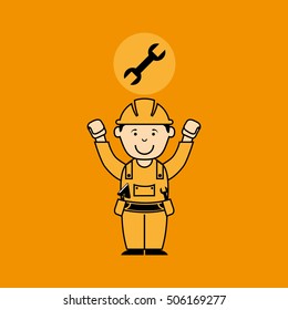 avatar man construction worker with wrench tool icon vector illustration