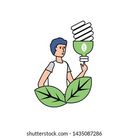 Avatar man and eco light bulb design