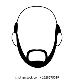 avatar man face with beard over white background, vector illustration