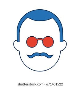 avatar man face wear orange glasses cartoon
