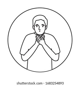 Avatar Mann Krankheitsschwindelgefühl und mit Nausedesign Medizinische Hygiene-Nothilfe-Klinik und Vektorillustration zu Patiententhemen