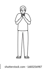 Avatar man feeling sick dizzy and with nauseous design of Medical care hygiene health emergency aid exam clinic and patient theme Vector illustration