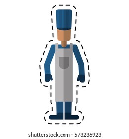 avatar man hat apron gloves worker cutting