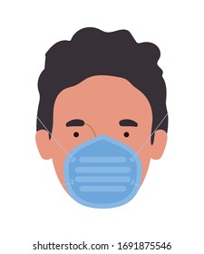 Cabeza de Avatar con máscara diseño de atención médica higiene atención de salud salud ayuda de emergencia clínica y tema del paciente Ilustración vectorial