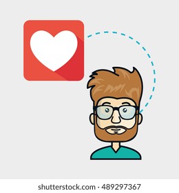 avatar man with heart shape icon