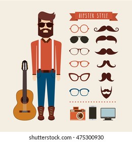 avatar man hipster style isolated icon vector illustration design