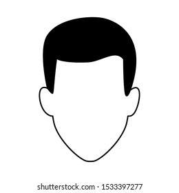 avatar man icon over white background, black and white design. vector illustration