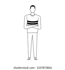 avatar man icon over white background, vector illustration