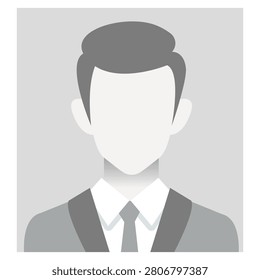 Avatar man icon, profile placeholder, anonymous user male, no photo web template, default user picture for social networks, social media, resume, forums and dating sites . Vector illustration isolated on white