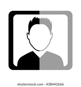avatar man inside black and grey frame over isolated background,vector illustration