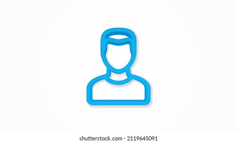 Avatar, man isometric 3d line flat icon. Realistic vector illustration. Pictogram isolated. Top view. Colorful transparent shadow design.