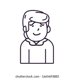 Diseño de ícono de estilo de línea masculina de Avatar, Chico varón, medios sociales humanos y tema de retrato Ilustración vectorial