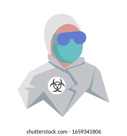 Avatar ist ein Mann in einer Maske und Schutzhülle vor Viren, biologischen Waffen und Infektionen