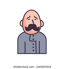 Avatar man with mustache fill style icon design, Boy male person people human social media and portrait theme Vector illustration