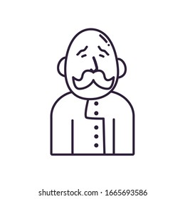 Avatar man with mustache line style icon design, Boy male person people human social media and portrait theme Vector illustration
