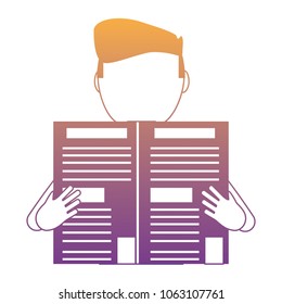 avatar man with newspaper icon