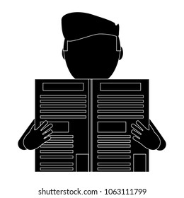 avatar man with newspaper icon