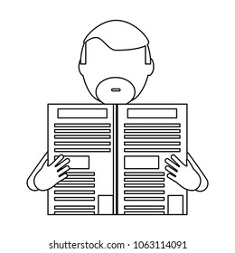 avatar man with newspaper icon