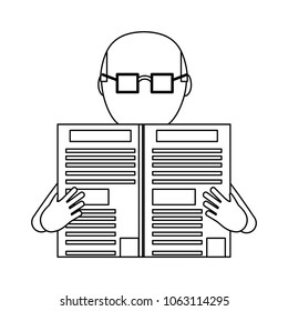 avatar man with newspaper icon