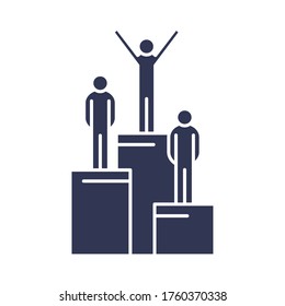 avatar man on podium flat style icon design, Winner first position and competition theme Vector illustration