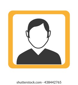 avatar man on yellow square frame over isolated background,vector illustration