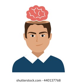 avatar man with open head and red brain over isolated background,vector illustration