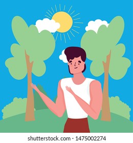 Avatar man over landscape vector design