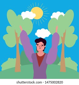 Avatar man over landscape vector design