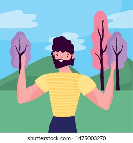 Avatar man over landscape vector design