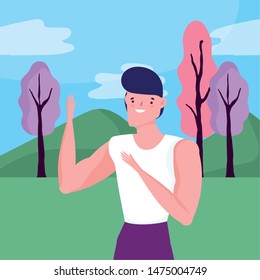 Avatar man over landscape vector design