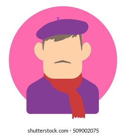 Avatar man painter icon. Flat illustration of avatar man painter vector icon for web