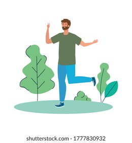 Hombre avatar en el diseño del parque, hombre chico persona medios sociales humanos y tema del retrato Ilustración vectorial