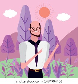 Avatar man in park vector design