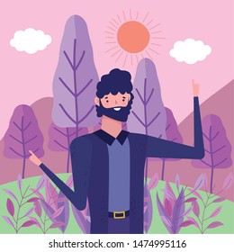 Avatar man in park vector design