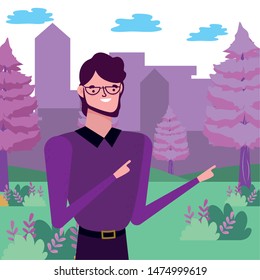 Avatar man in park vector design