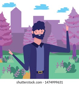 Avatar man in park vector design